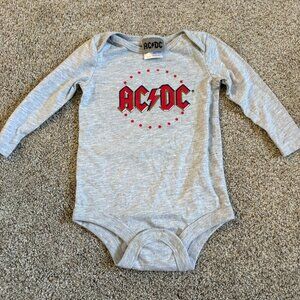 AC/DC Band t-shirt Long Sleeved Grey Red 6-12 months Concert Tee